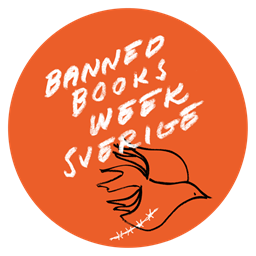 En orange cirkel med texten Banned Books Week Sverige.