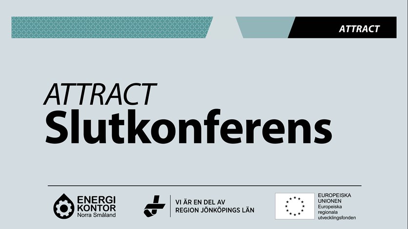 I bilden står det ATTRACT slutkonferens följt av loggorna för Energikontoret, regionen och för EU.