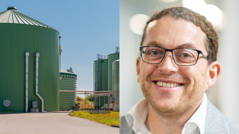 En biogasanläggning och Carlos Pettersson verksamhetsledare Energikontor Norra Småland