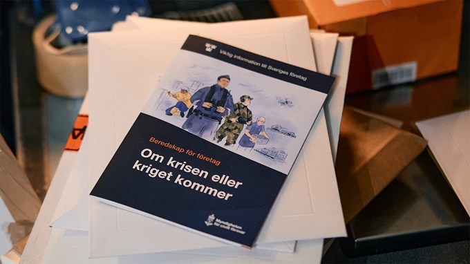 Broschyren "Beredskap för företag – Om krisen eller kriget kommer". 