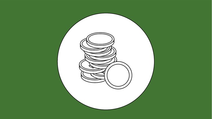 Illustration: mynt i en hög