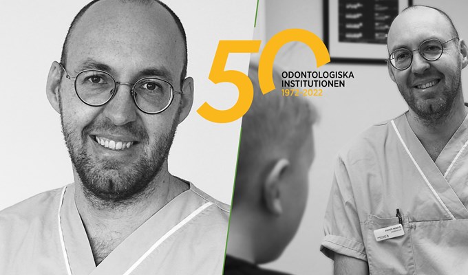 En specialisttandläkare sitter i ett behandlingsrum och pratar med en barnpatient