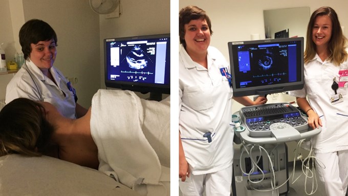 Rebecca Nyström Issal och Linn Schultz, biomedicinska analytiker, BMA, på klinisk fysiologi i Värnamo arbetar mycket med ultraljudsundersökningar av hjärtan. 