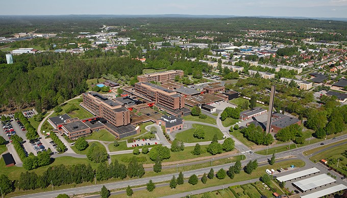 Flygbild över Värnamo sjukhus