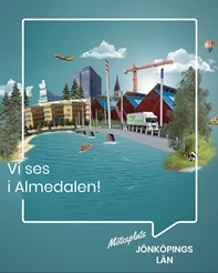 Bilden visar en illustration över saker som är utmärkande för Jönköpings län