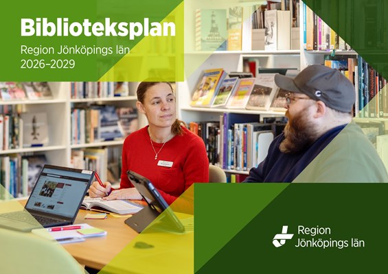 Omslaget på Region Jönköping läns biblioteksplan för 2026-2029.