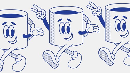 Illustration av vandrade kaffekopp. 