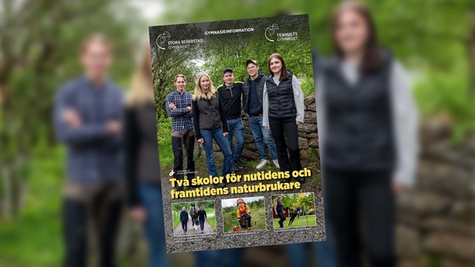 Omslaget på tidningen med flera elever och texten, två skolor för nutidens och framtidens naturburkare.