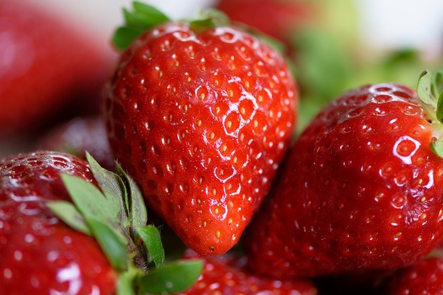 Närbild på vacker röda jordgubbar