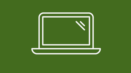 Illustration av en vit dator på en mörkgrön bakgrund