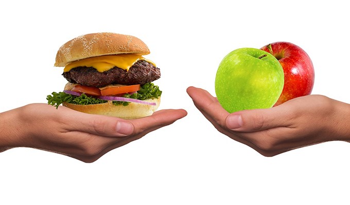 Hamburgare vs äpple